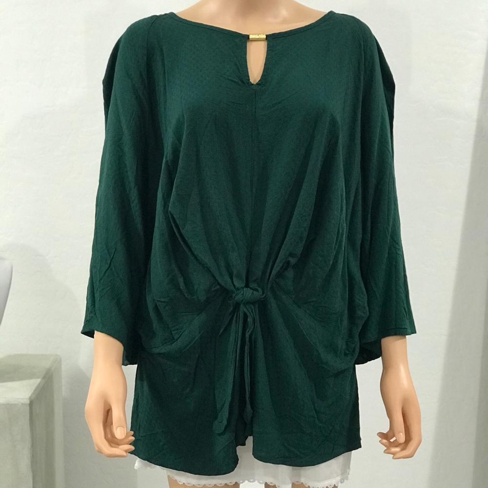 NWT Plus Size Emerald Pattern Bell Sleeve Shirt